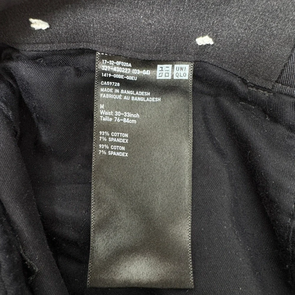 Uniqlo Chino Pants Mens Medium Black Slim Fit Stretch Cotton Flat Front